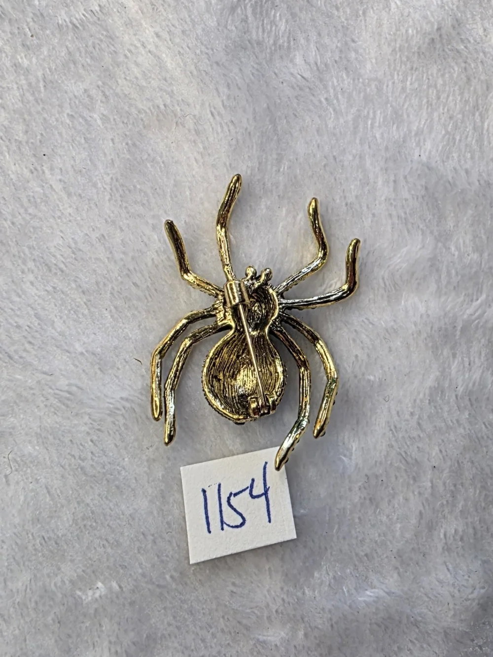 Sparkling Spider Brooch with Blue and Green Rhinestones